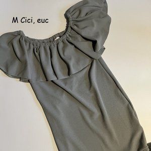 Medium Lularoe Cici ruffled dress, solid grey
